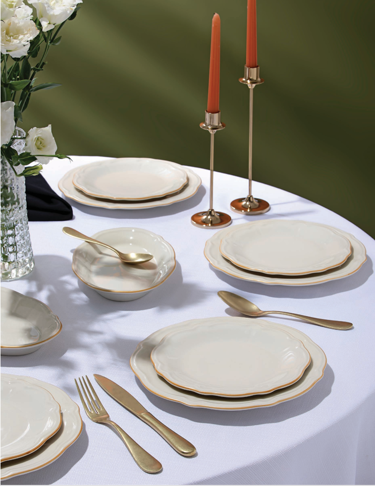 Porser | Fulya Gold File - Dinner Set 18 Pieces