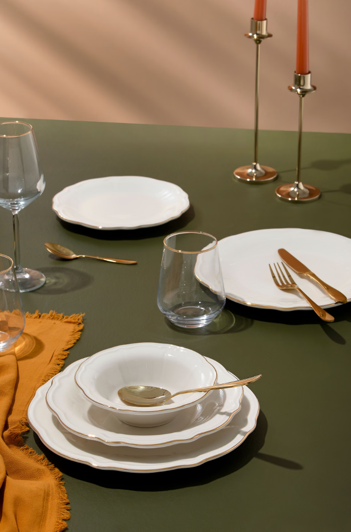 Porser Fulya Dinner Set 18 Pieces - Gold File