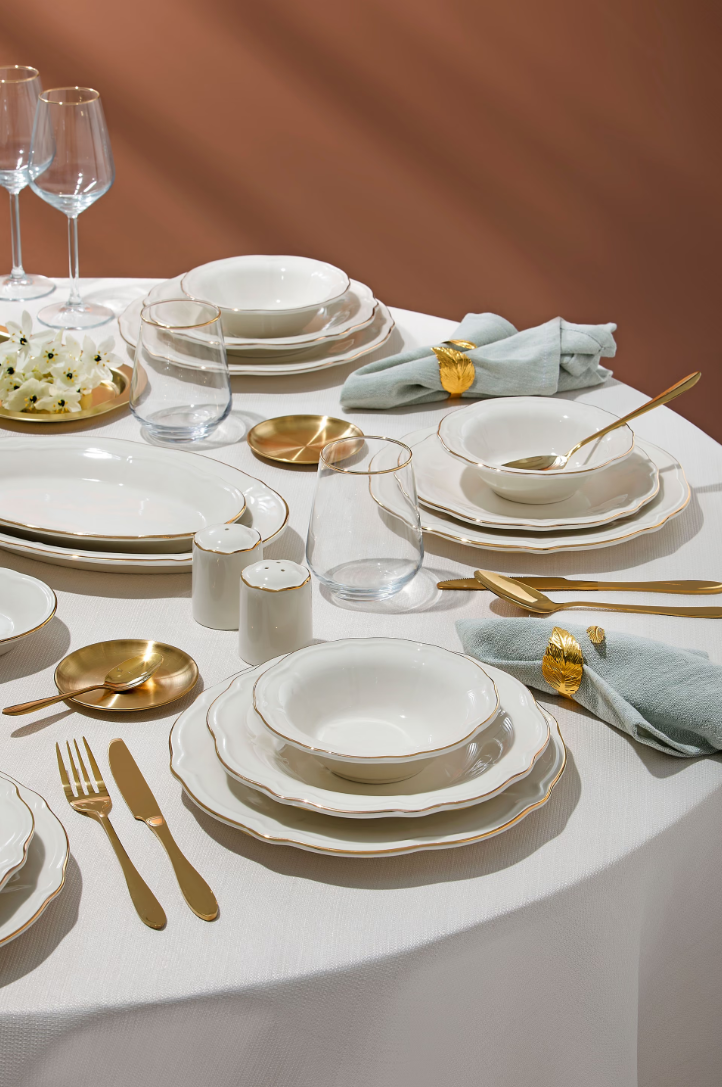 Porser Fulya Dinner Set 18 Pieces - Gold File
