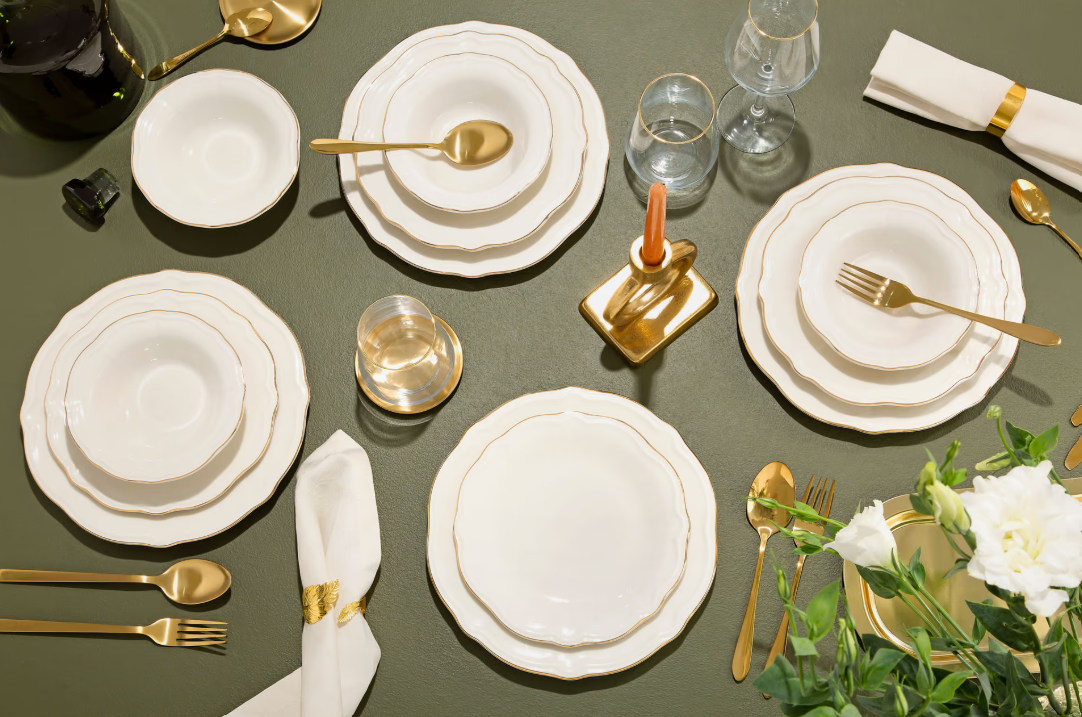 Porser Fulya Dinner Set 18 Pieces - Gold File