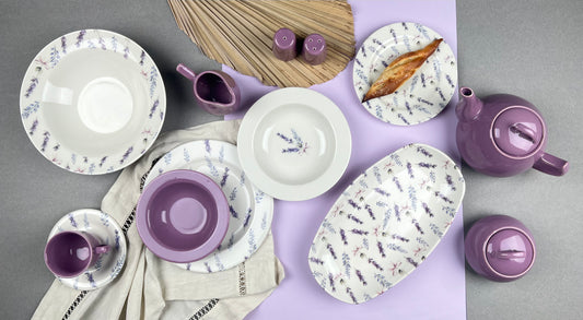 Bonsai Lavender and purple flower Design Dinner Set (45 pieces)