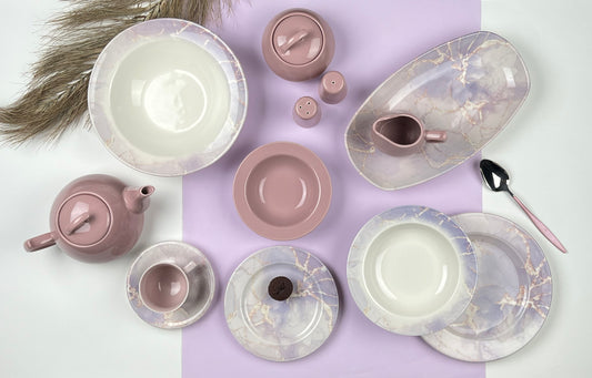 Bonsai Distinctive mauve ceramic Design Dinner Set (45 pieces)