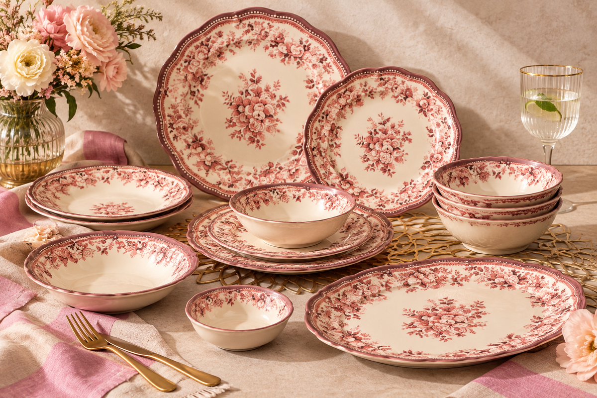 Porser Fulya Dinner Set 24 Pieces – Velour Maroon