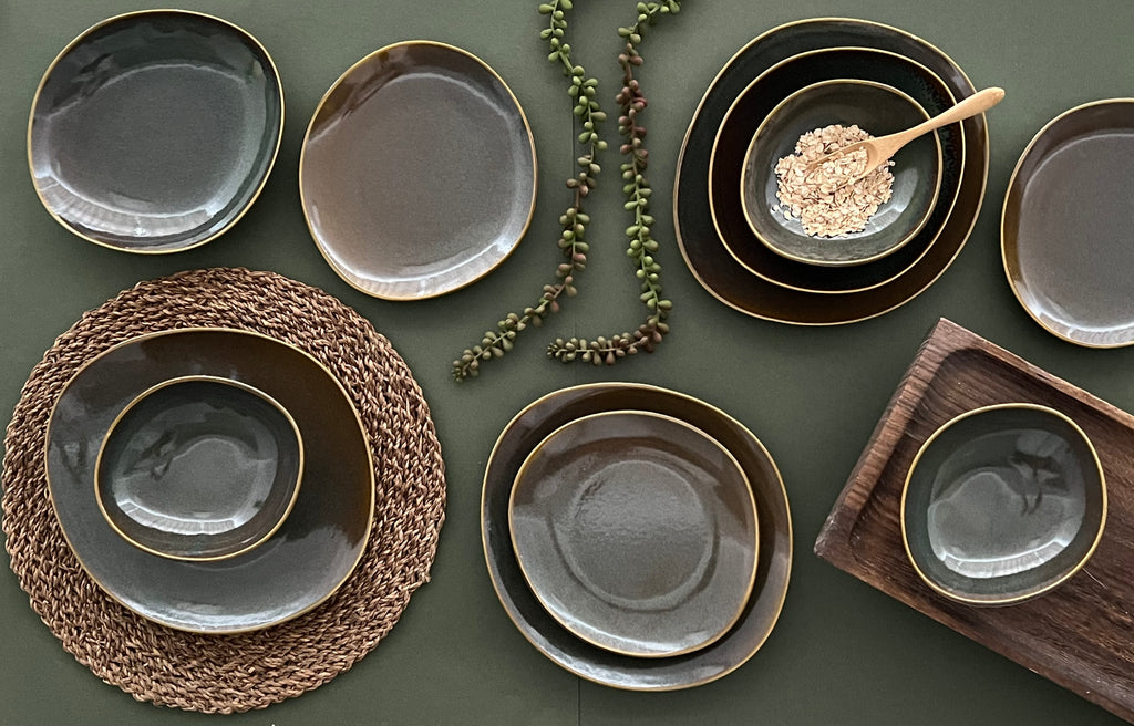 Reactive Glaze Brown Dinner - R40 - 18 pieces