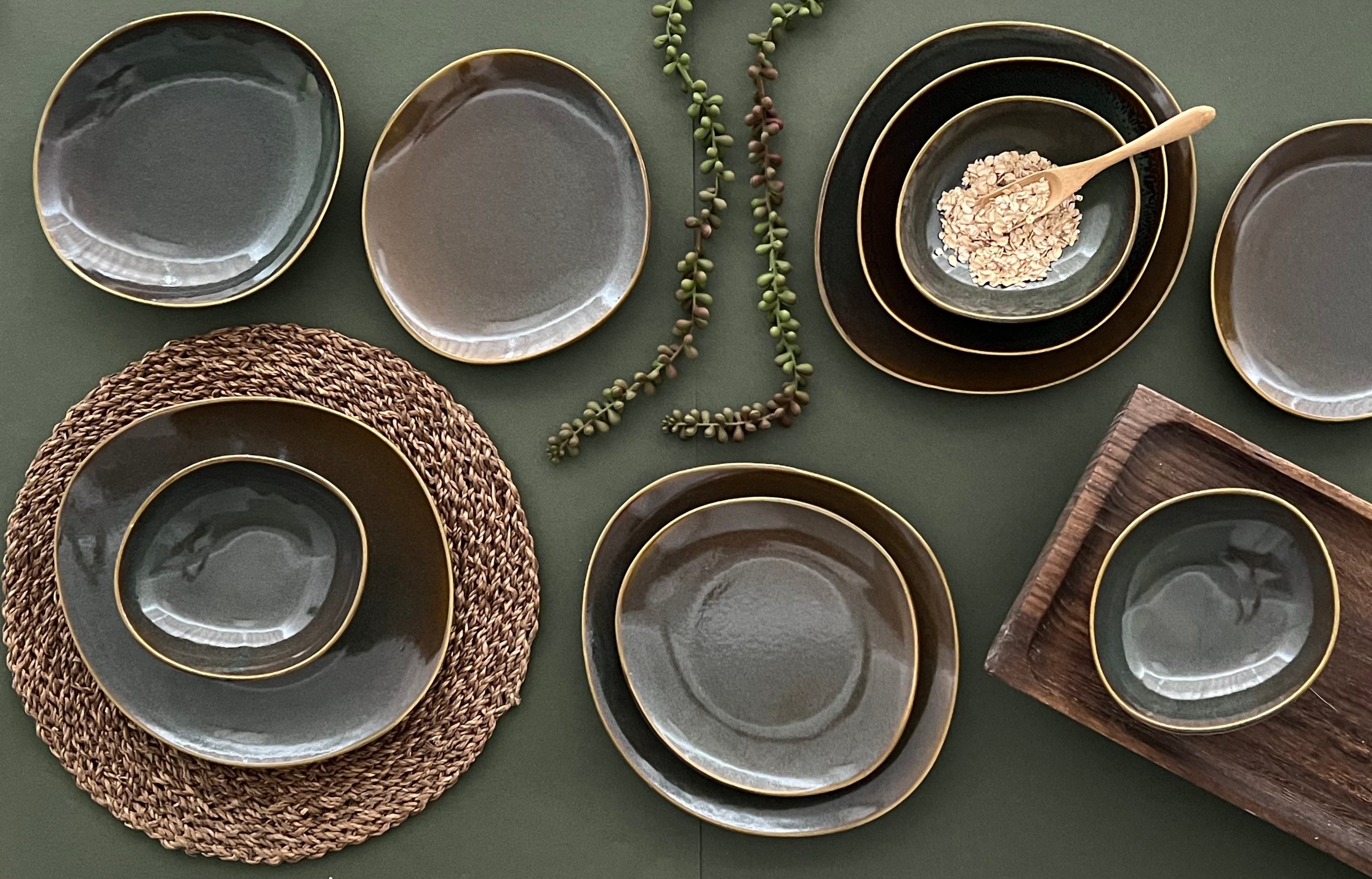 Reactive Glaze Brown Dinner - R40 - 18 pieces